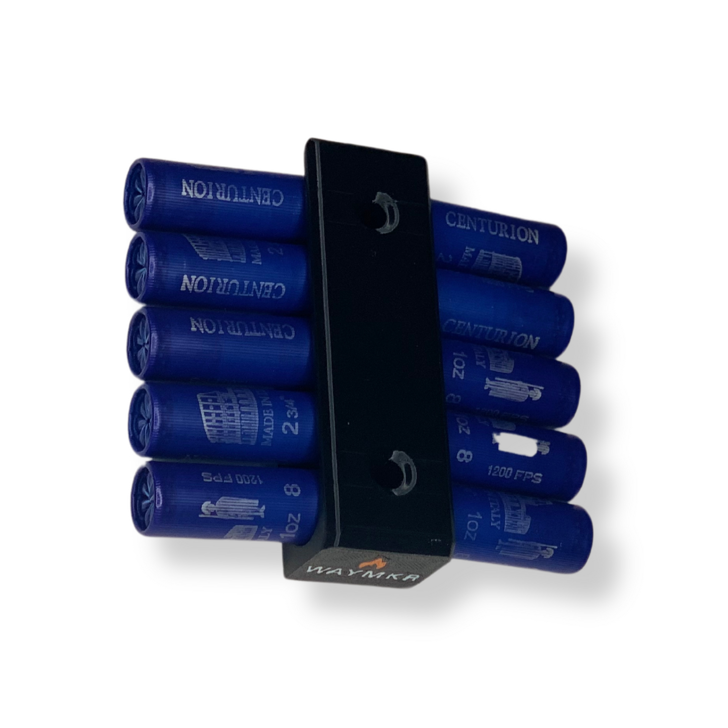 12 gauge shotgun shells displayed with WAYMKR flush wall mounts