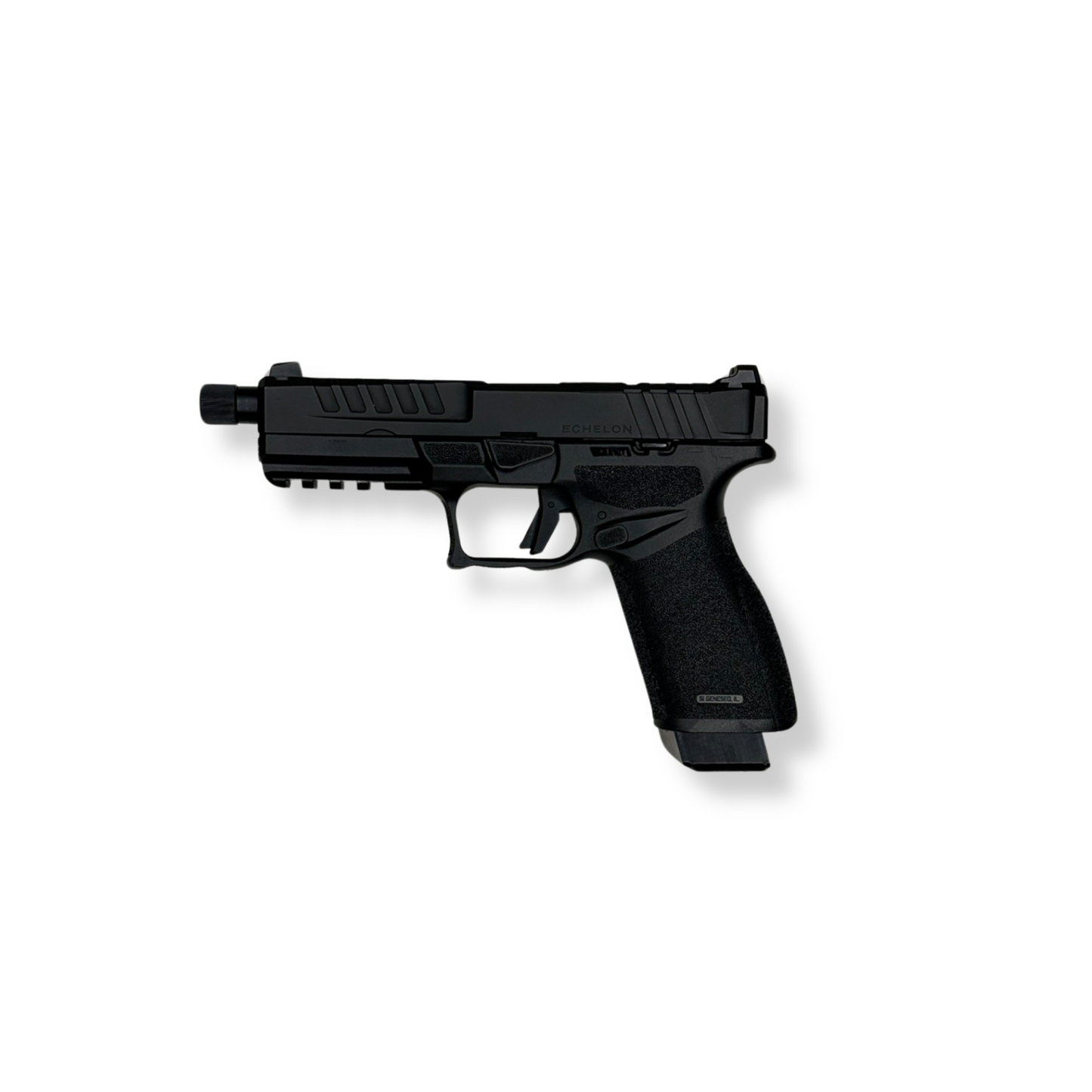 Echelon handgun mounted on Waymkr wall display left facing
