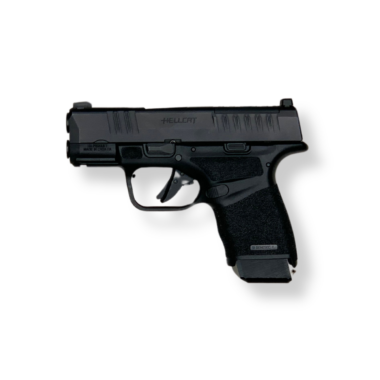 Springfield Armory Hellcat mounted on Waymkr wall display Left Facing