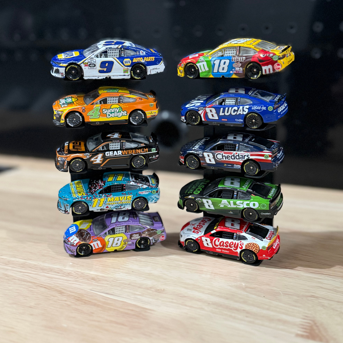 1:64 nascar diecast display on shelf or desk